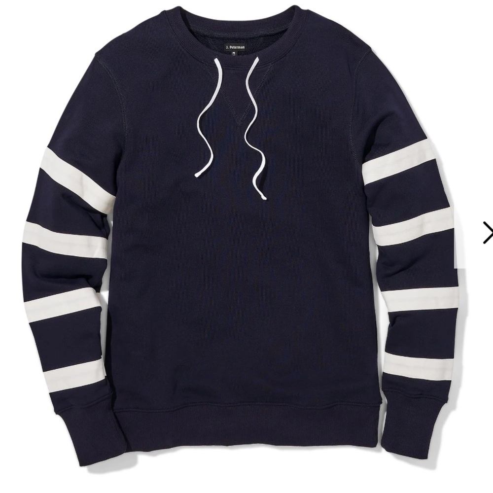 J. Peterman Football Crew Sweatshirt in Peacock Blue Size XL